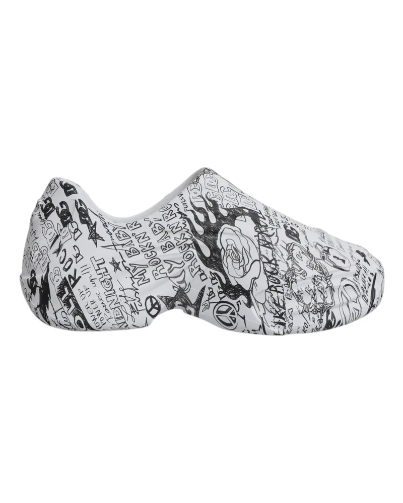 Dolce & Gabbana Weiße Schwarze Graffiti Daymaster Sneakers Schuhe Schwarz
