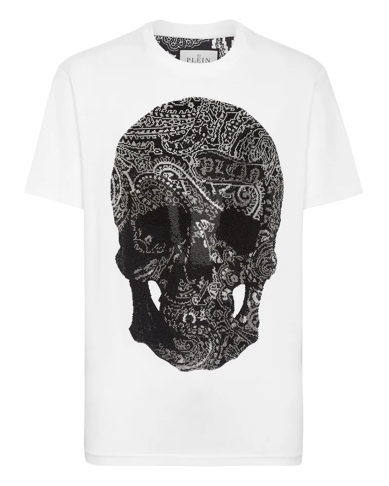 Philipp Plein T-Shirt mit Rundhals und Paisley-Muster - Weiß/Schwarz Weiß