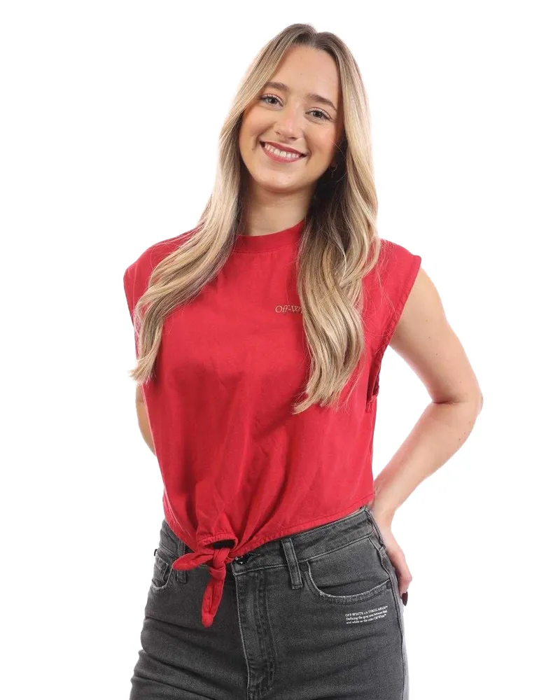 OFF-WHITE Off White - "Arrow" kurzes T-Shirt für Damen (Rot Rot
