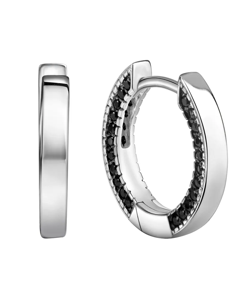 Celesta Silber Ohrringe Silber 925 rhodiniert mit 88 schwarzen Zirkonia-Steinen Silber