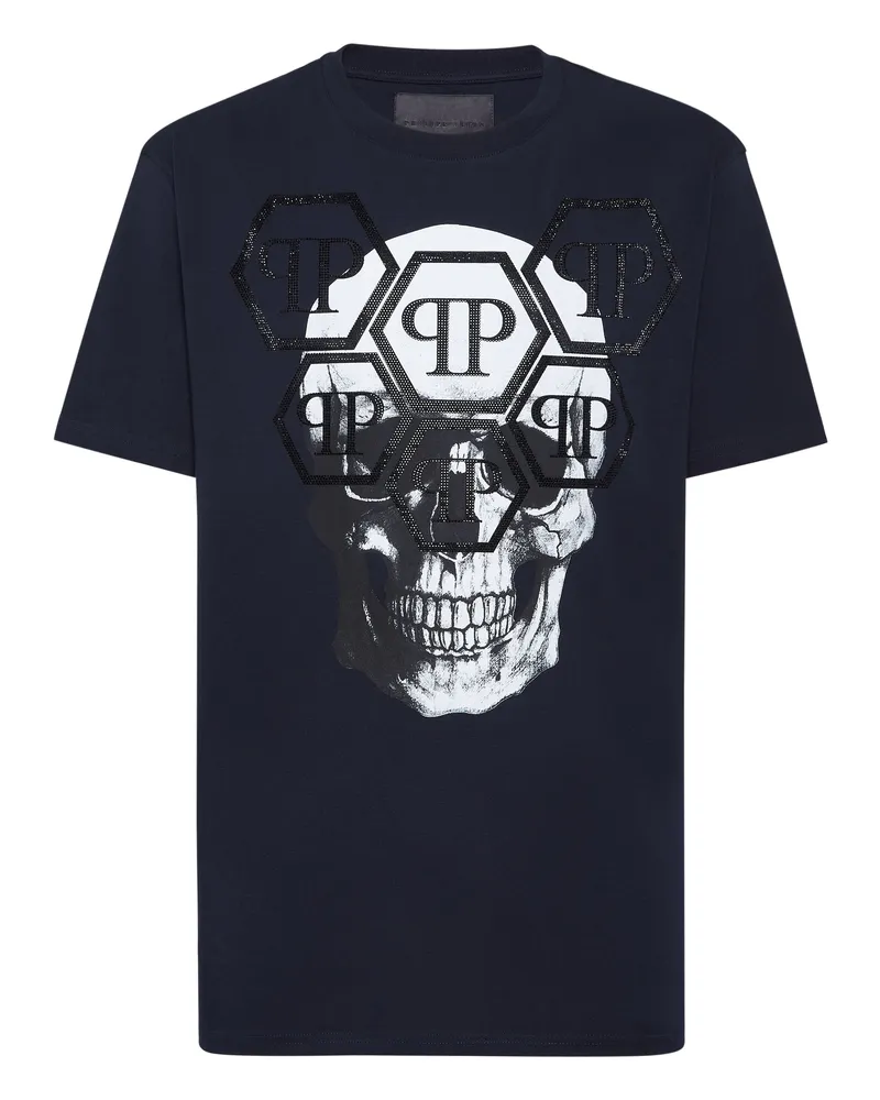 Philipp Plein T-Shirt mit Rundhals und Totenkopf - Dunkelblau Dunkelblau