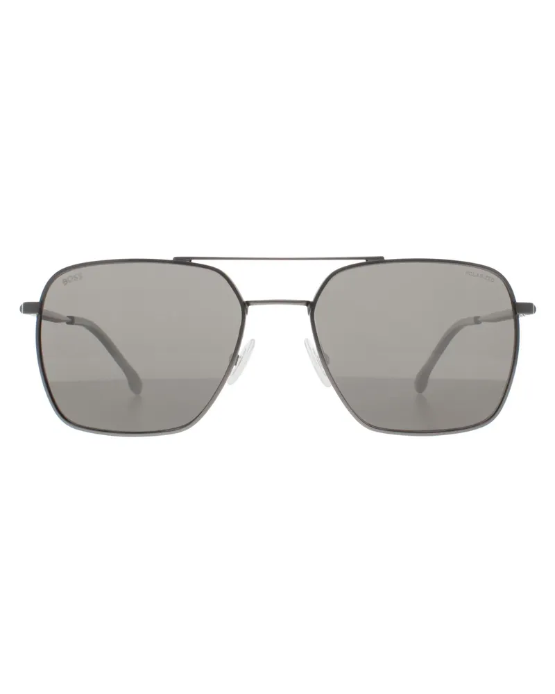 HUGO BOSS Aviator Herren Matt Dunkel Ruthenium Grau Polarisierte BOSS 1414/S Grau