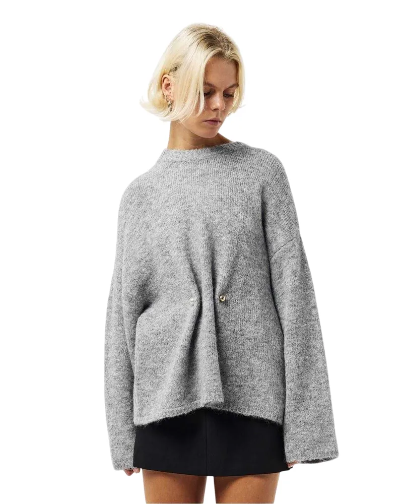 EDITED Noorie" Pullover Top für Damen, Übergroß (Hellgrau meliert Hellgrau