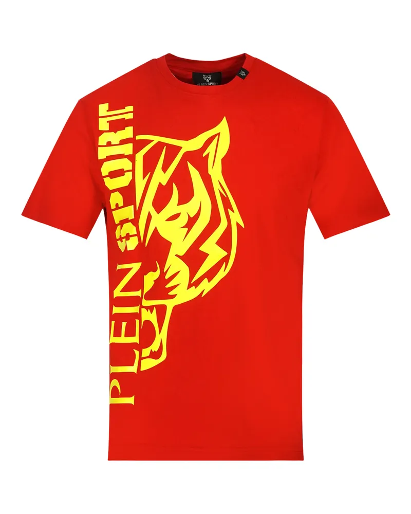 Philipp Plein Tiger Side Logo Rotes T-Shirt Rot