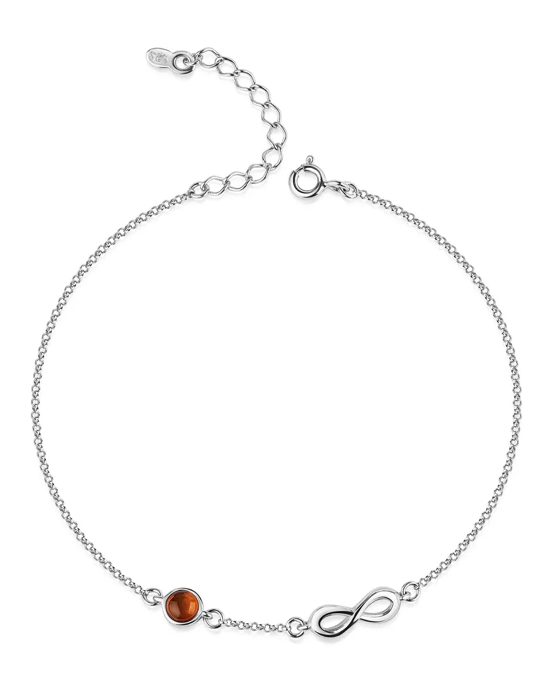 ZEEme Gemstones Armband 925/- Sterling Silber mit Bernstein - Silber Silber
