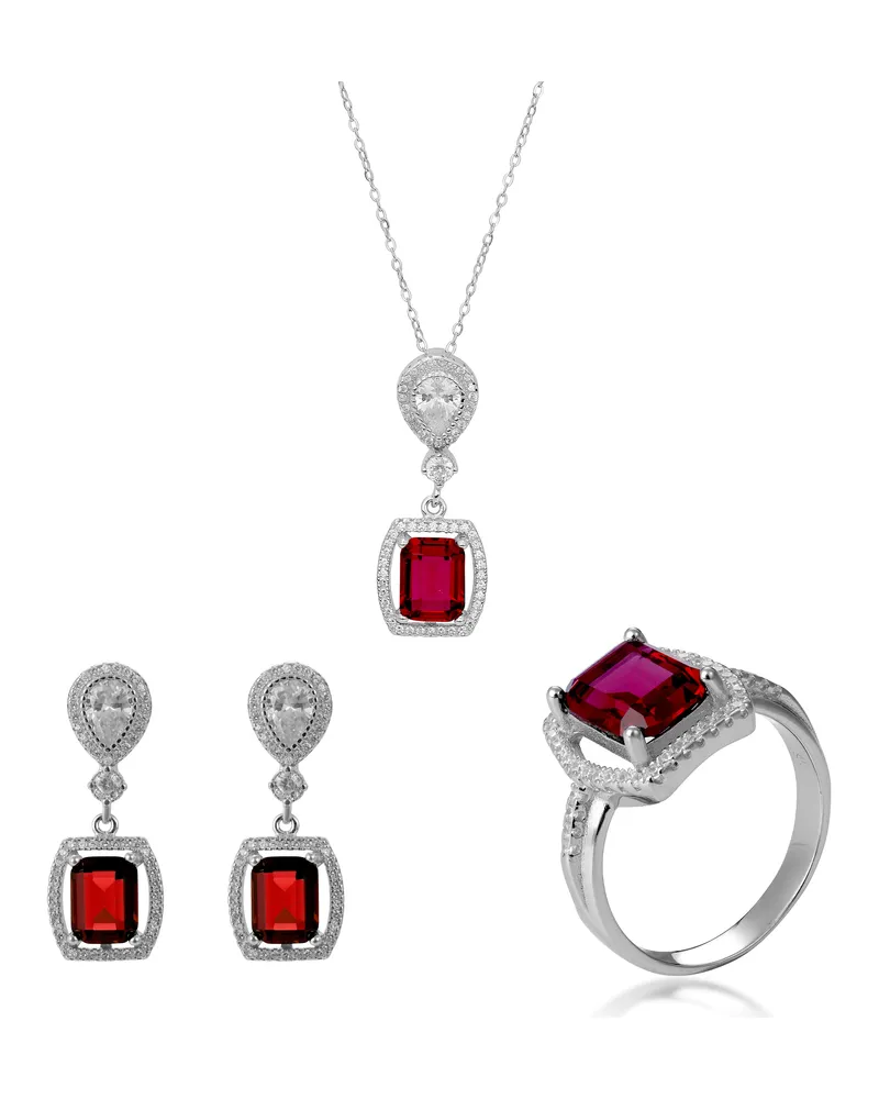 Orphelia Enora' Damen 925 Sterling Silber Set: Halskette + Ohrringe + Ring - Silber SET-7426/RU Silber