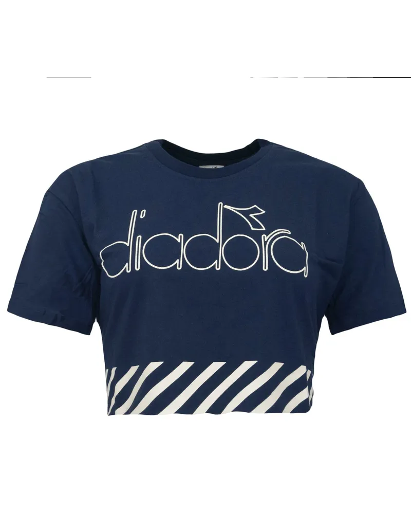 Diadora Crop Womens Navy T-Shirt Blau