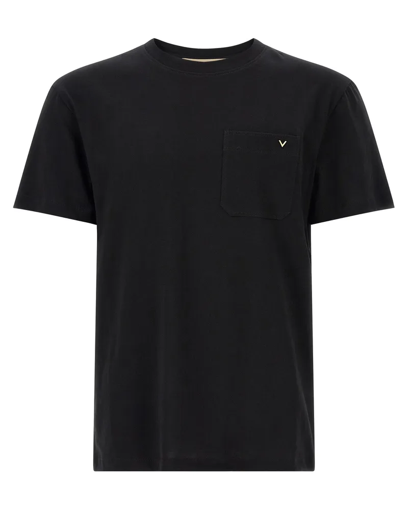 Valentino Garavani Schwarzes Baumwoll-T-Shirt Schwarz