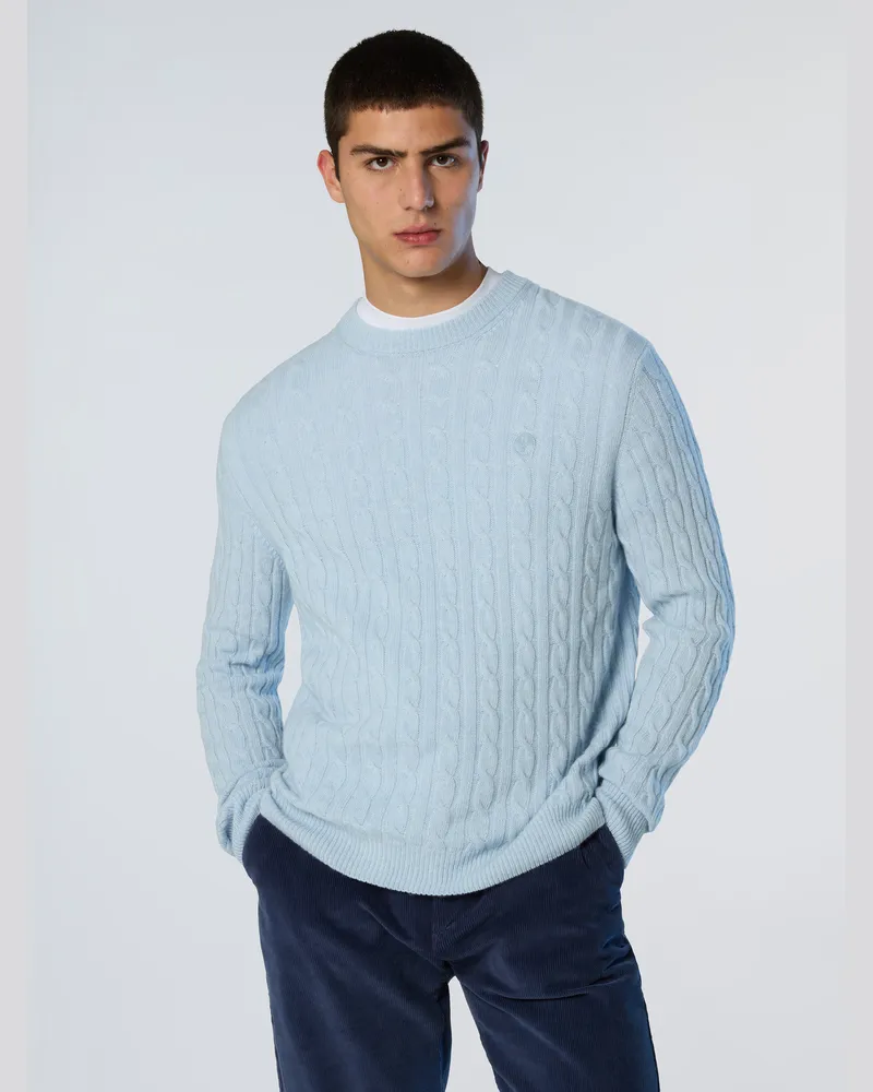 North Sails Pullover Rundhalsausschnitt mit Zopfmuster Blau