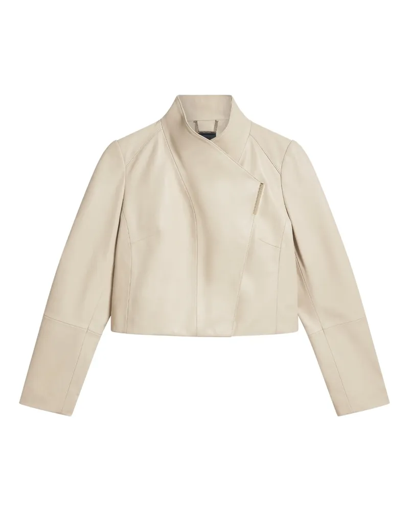 Ted Baker Riyoze Leder-wickeljacke, Kurz Geschnitten, Elfenbeinfarben Creme