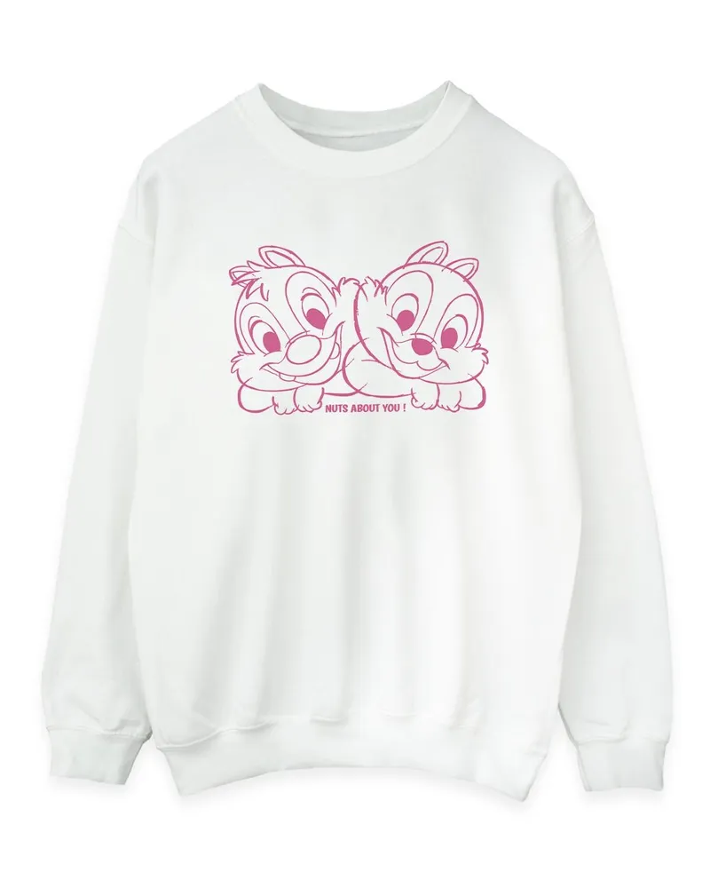 Disney Chip 'n' Dale Nuts About You" Sweatshirt für Damen (Weiß Weiß