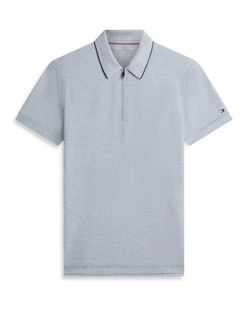 Tommy Hilfiger Poloshirt für Herren, mit kurzem Reißverschluss (Weiß/Marine Weiß
