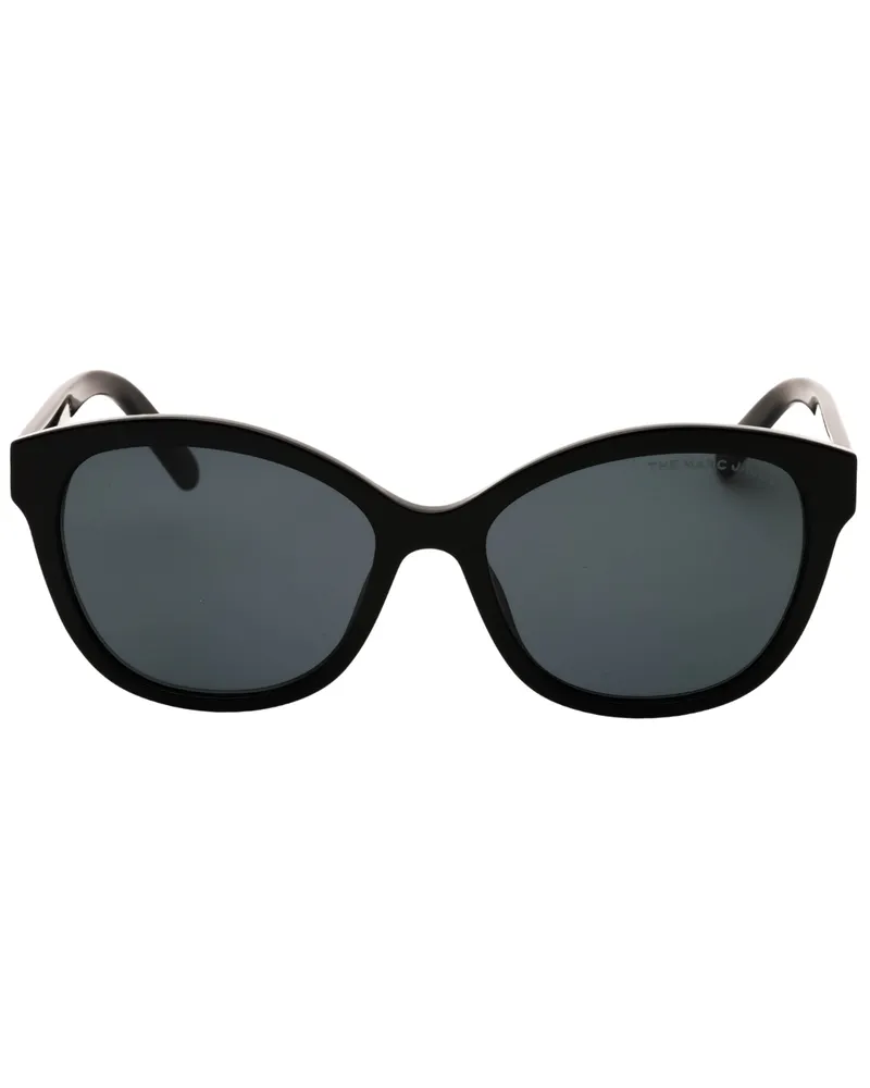 Marc Jacobs Sonnenbrille mit grauen Gläsern und goldenem Logo in Schwarz Schwarz