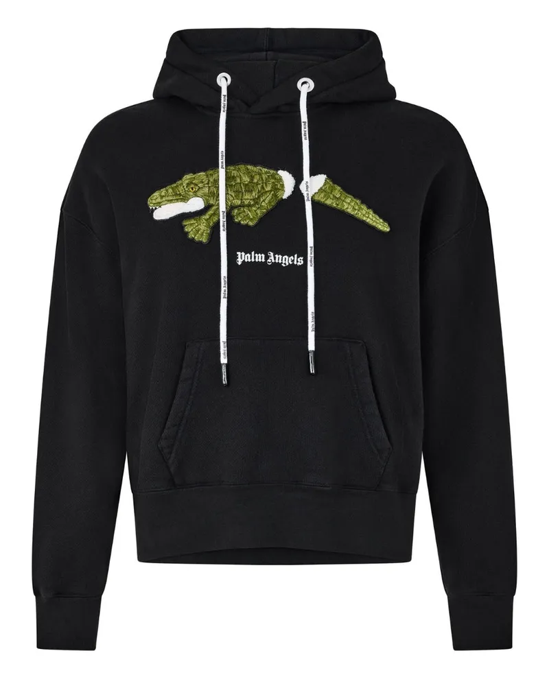 Palm Angels Schwarzer Kapuzenpullover von  im Kroko-Design Schwarz