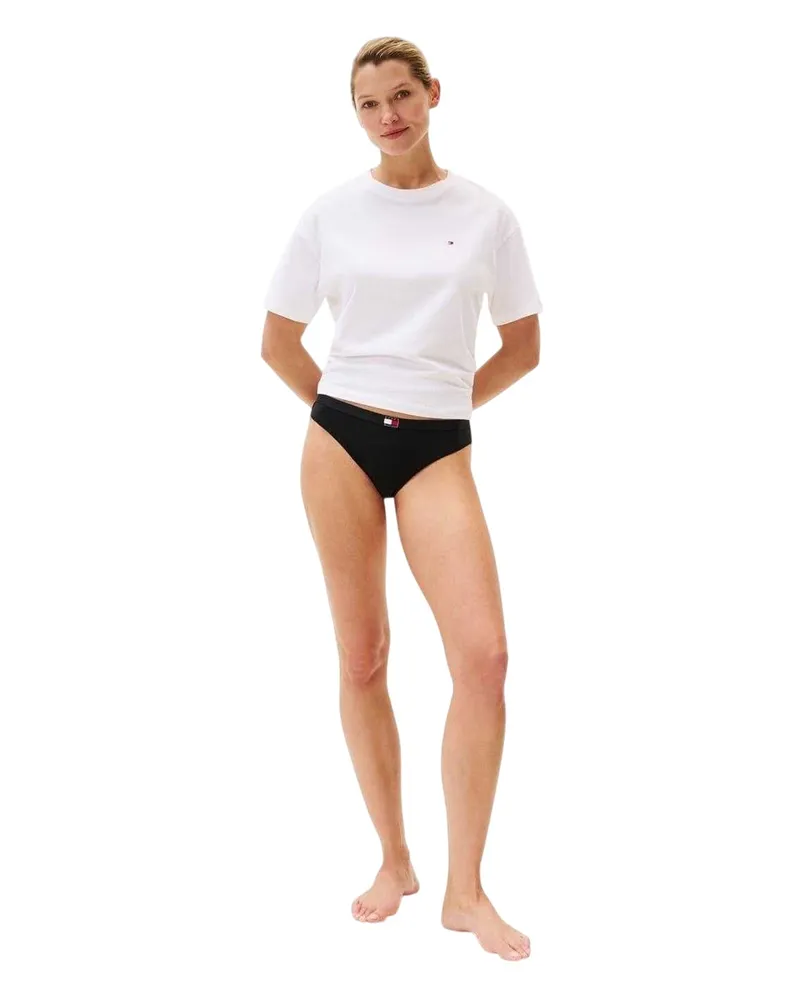 Tommy Hilfiger Thong für Damen, Logo (3er-Pack) (Schwarz Schwarz