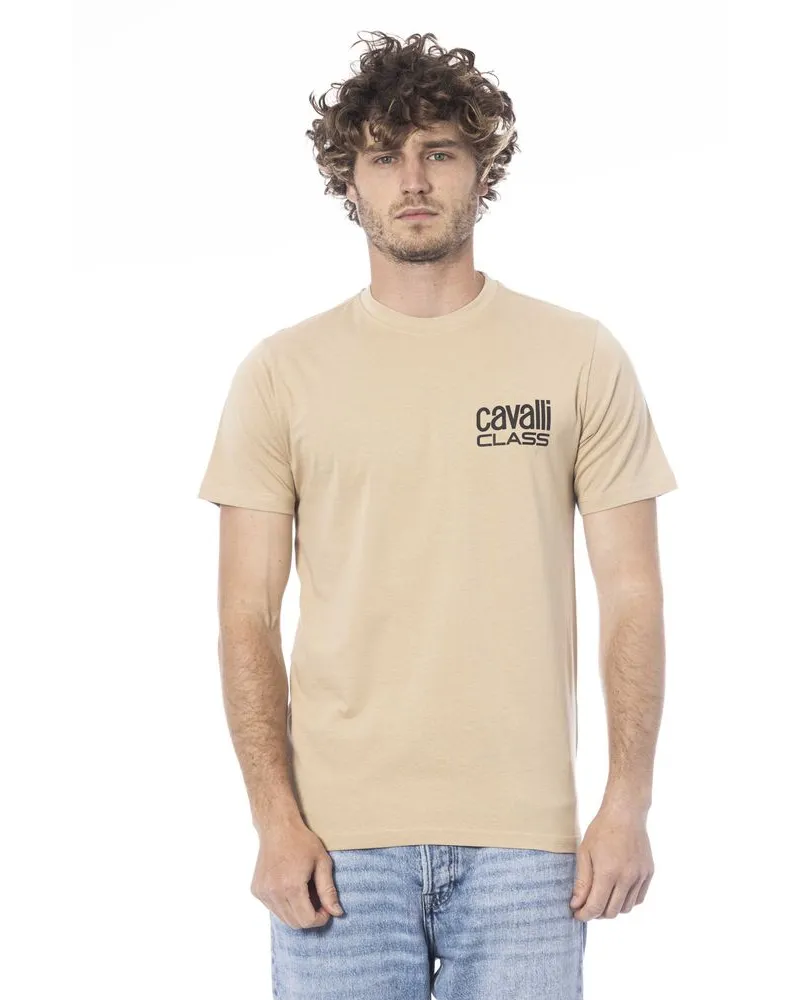 Roberto Cavalli T-Shirt Beige Logo Tee Ca24369 Cognac