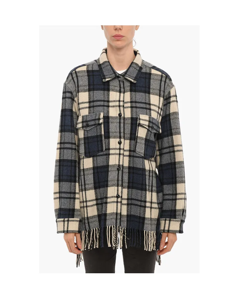 Woolrich EXPLORER Overshirt mit Karomuster und doppelter Brusttasche in Blau Blau