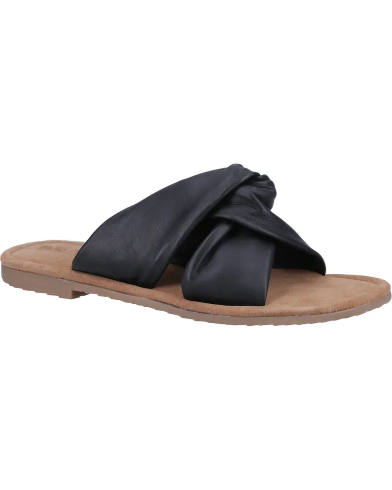 Hush Puppies Amy Weit geschnittene Leder Damen schwarze Sandalen Schwarz