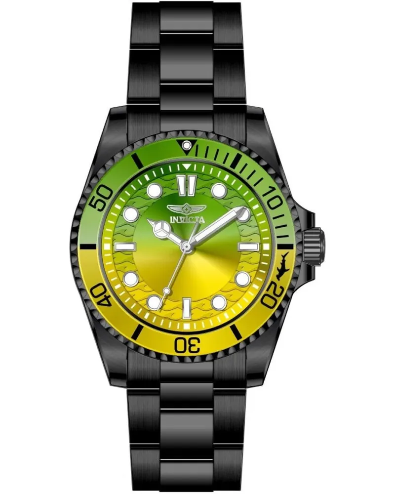 Invicta Pro Diver 50973 Herrenuhr - Quarzwerk - Edelstahl mit gelbem Zifferblatt - 43 mm Schwarz