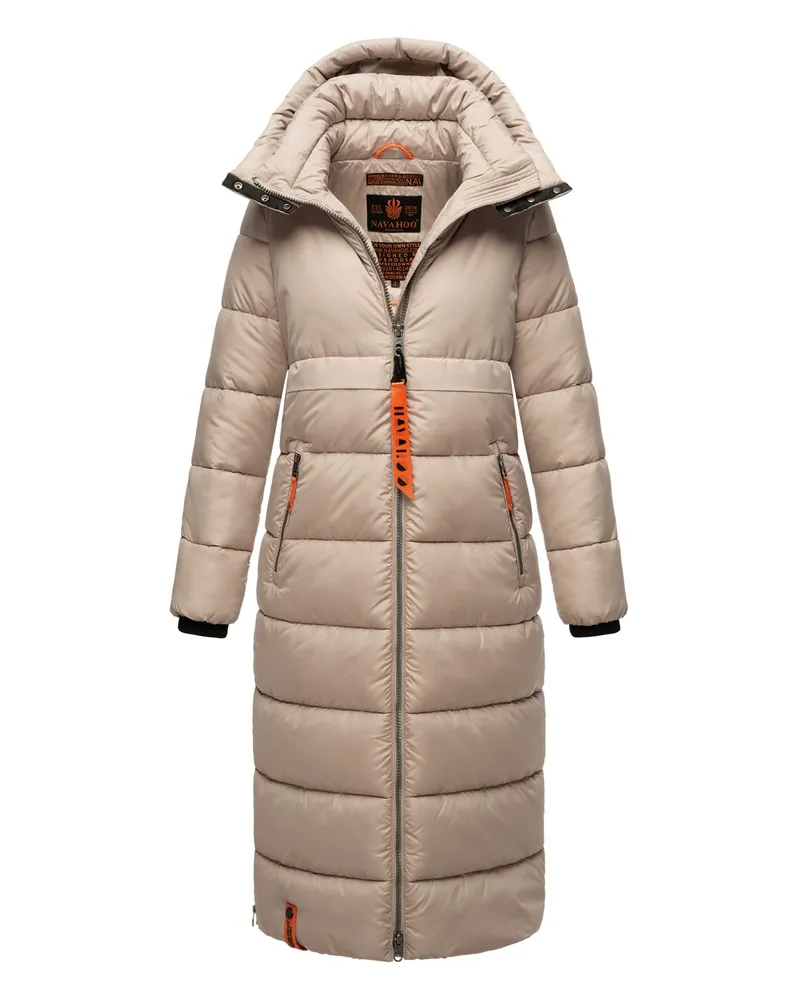 NAVAHOO Damen Winter Steppmantel Kristallblume – Stylisch & Warm Beige