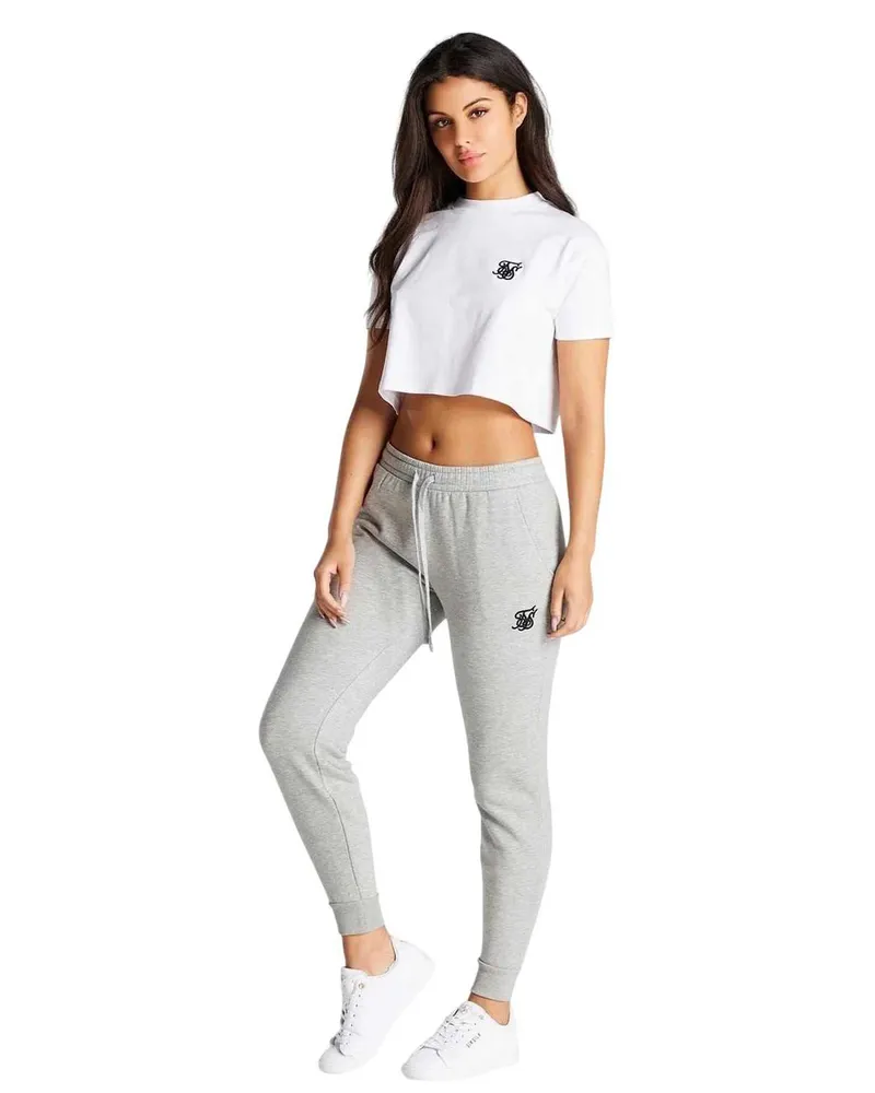 SikSilk Core" kurzes T-Shirt für Damen, Rundhalsausschnitt (Weiß Weiß