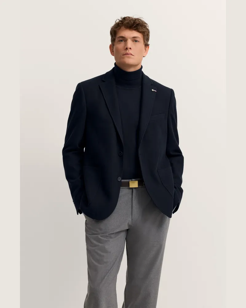 Bugatti Herren Reverskragen Sakko klassisch & elegant mit Stretch-Futter Marineblau