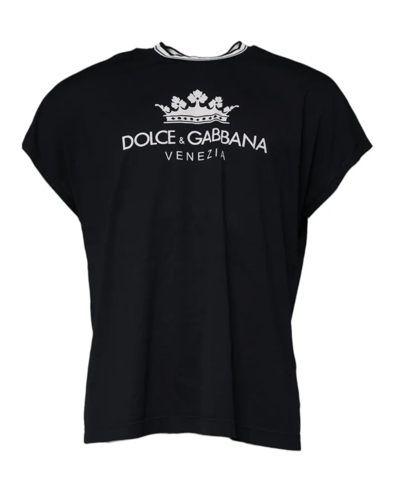 Dolce & Gabbana Krone Logo T-Shirt Venedig Schwarz