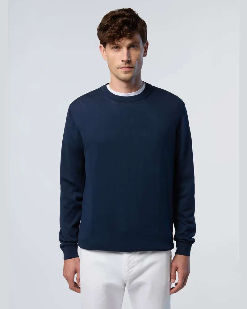North Sails Pullover Rundhalsausschnitt mit Logo-Etikett Blau