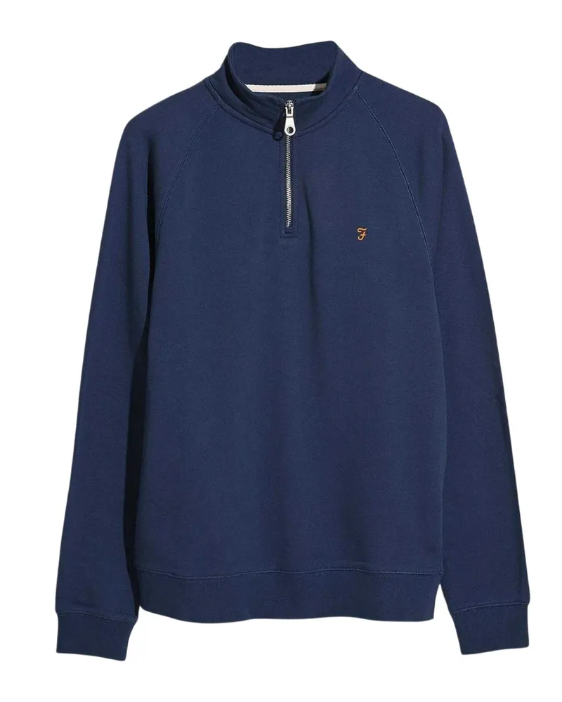 Farah 1920 Sweatshirt für Herren, mit kurzem Reißverschluss (Tideblau Marineblau