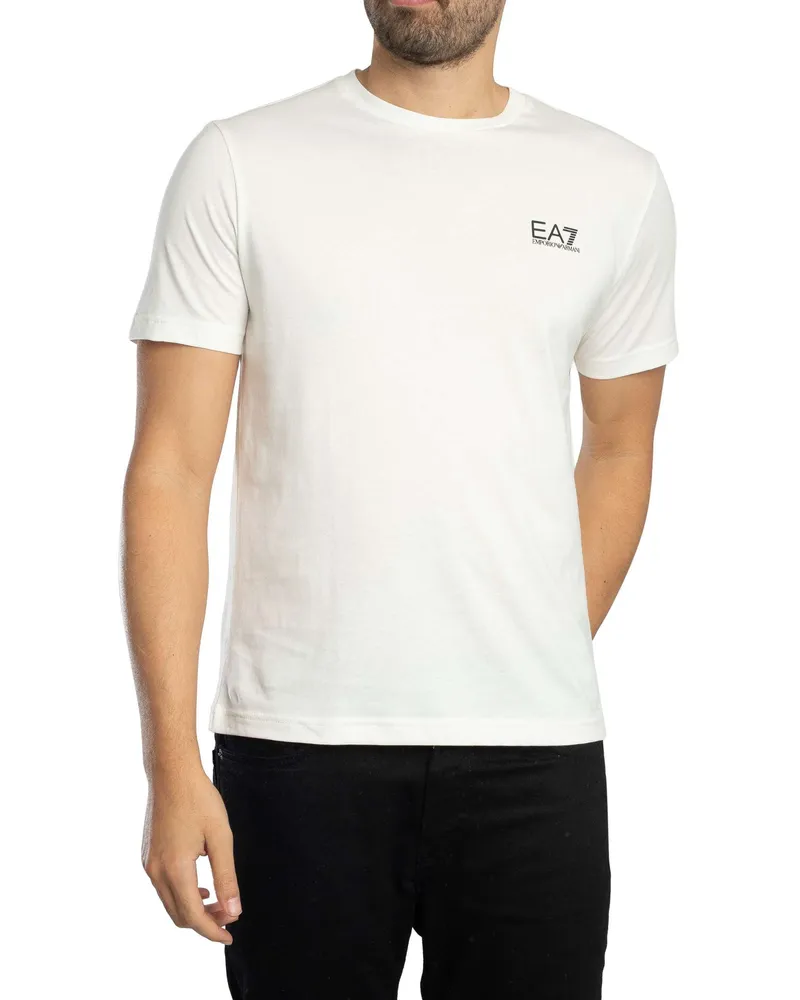 EA7 Brust-Logo T-Shirt, Weiß Weiß
