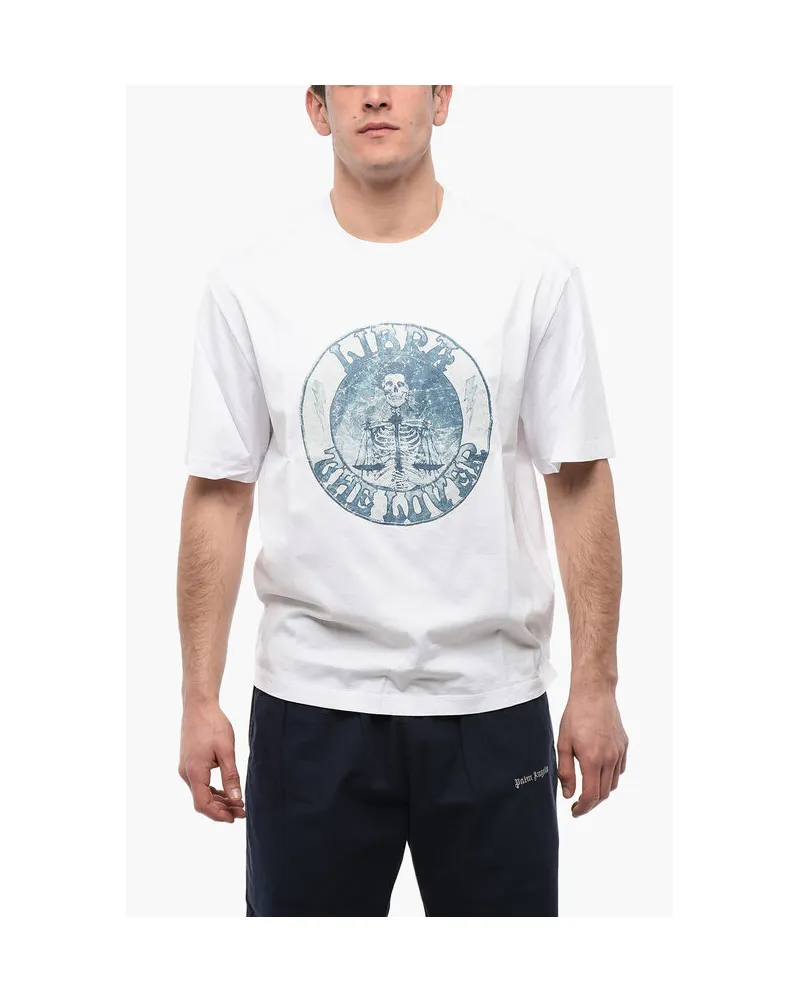 Neil Barrett Slim Fit T-Shirt aus Baumwolle LIBRA ROCKBAND in Weiß Weiß
