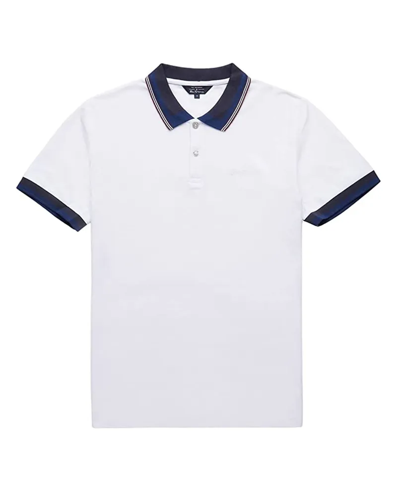 Ben Sherman Classic Stripe Kragen Herren weißes Poloshirt Weiß
