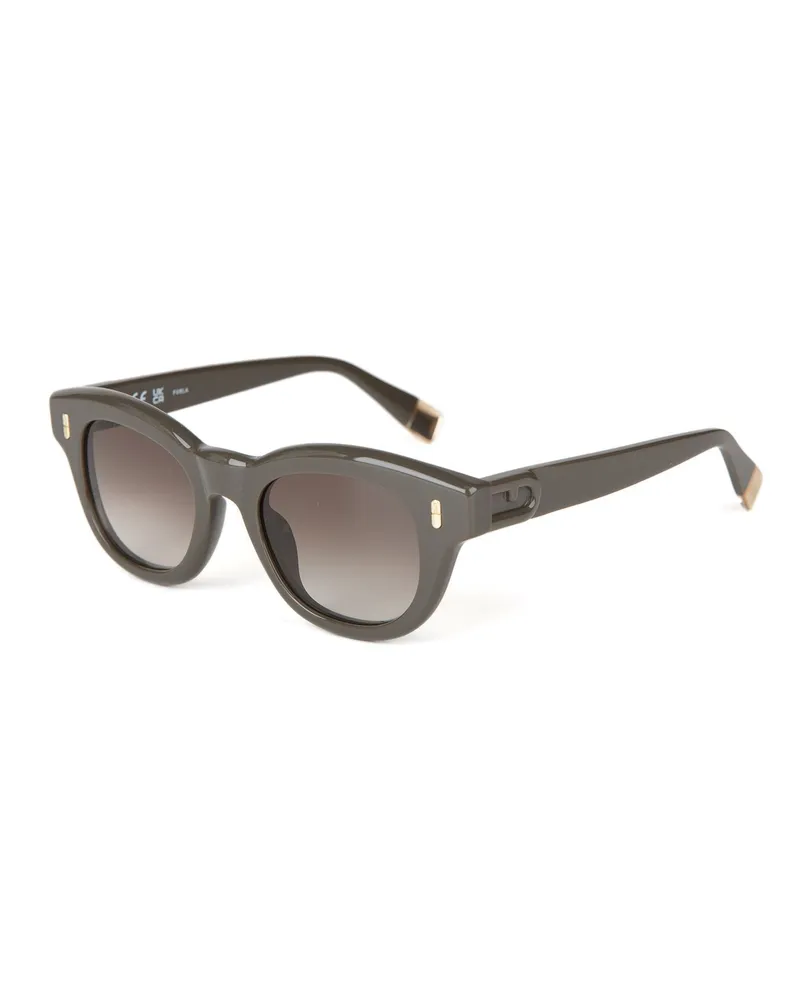 Furla Sonnenbrille Glänzendes Khaki-Grün Khaki