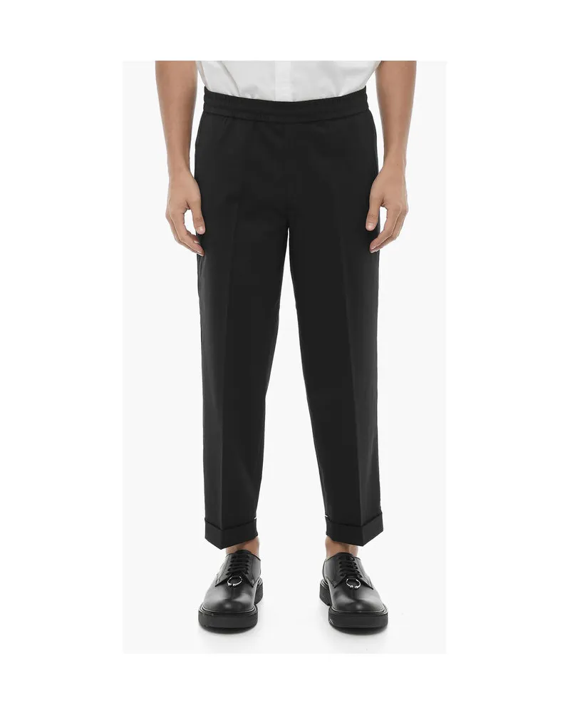 Neil Barrett Pantaloni REM Slim Fit a Vita Bassa con Elastico in Vita in Schwarz Schwarz