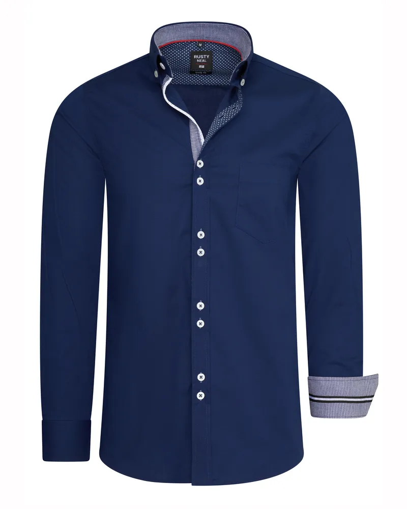 Rusty Neal Overhemd Regular Fit  Blau Blau