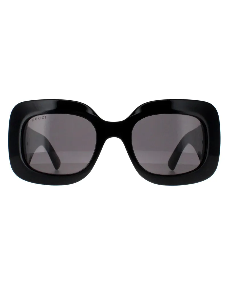 Gucci Square Womens Schwarz mit Silber Grau GG1695S Schwarz