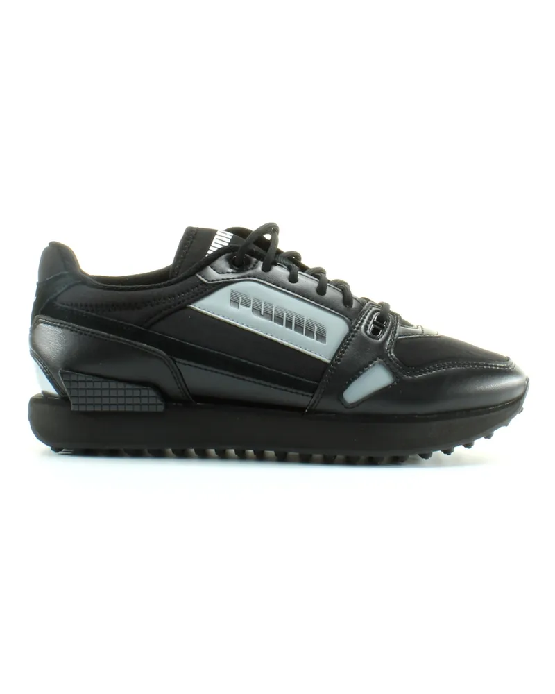 Puma Mile Rider Bright Peaks Black Textile Unisex Schnürtrainer 374113 01 Schwarz