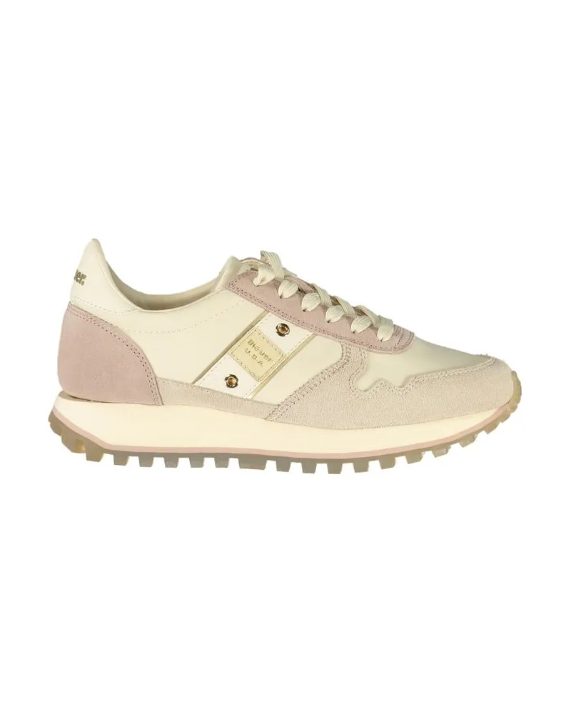 Blauer Beige Leder Damen Sneaker Beige