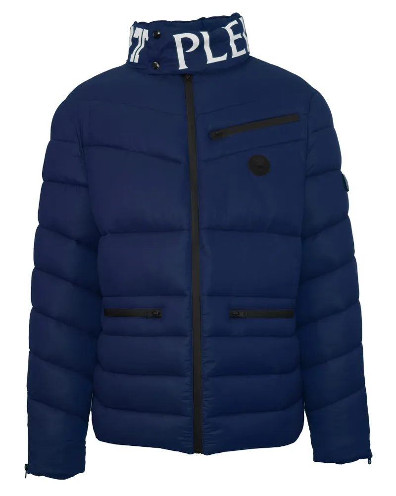 Philipp Plein Gepolsterte Jacke mit kühnem Logo in Marineblau Marineblau