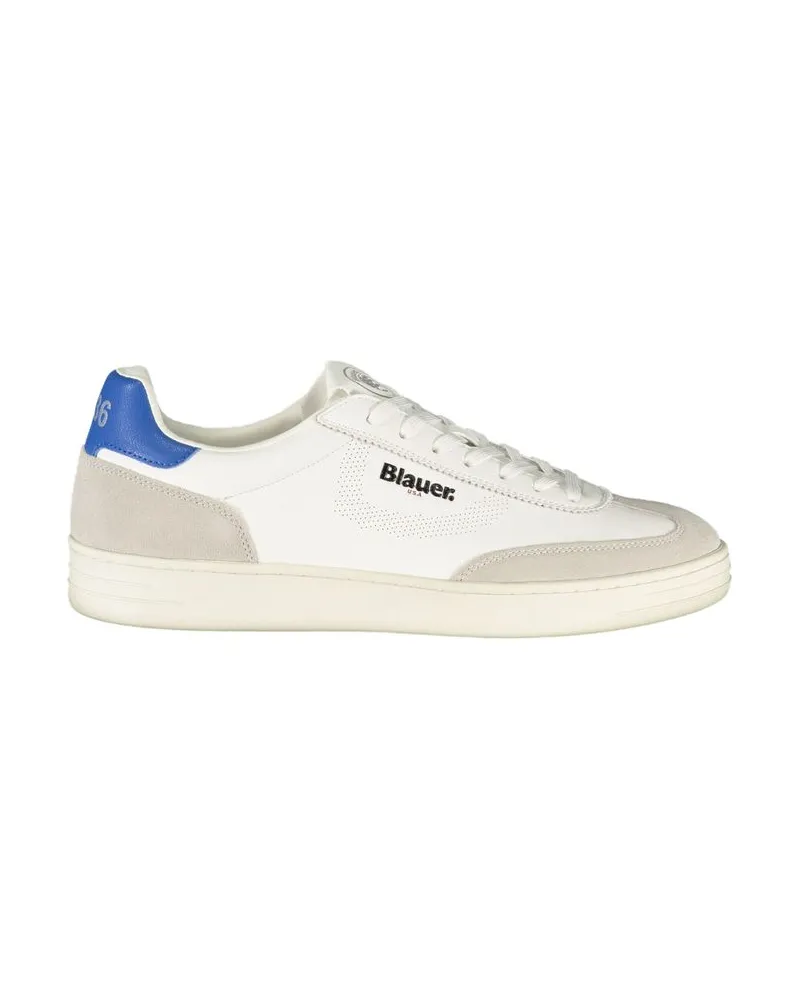 Blauer Weiße Polyurethan Herren Sneaker Weiß