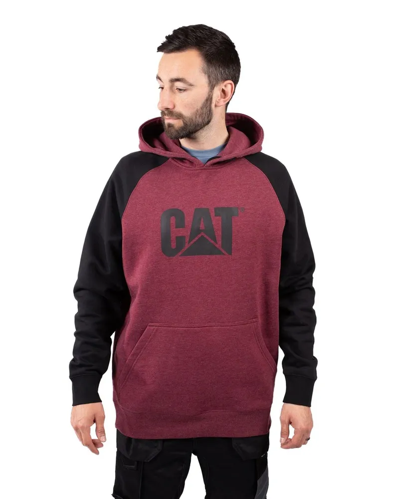 Caterpillar Footwear Raglan Baumwoll Herren Rot Kapuzenpullover Dunkelrot