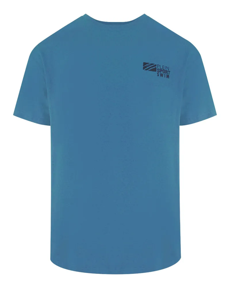 Philipp Plein Classic Logo Hellblaues T-shirt Petrol