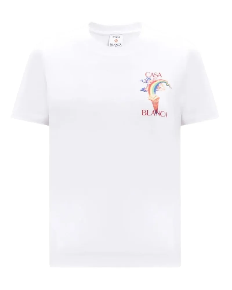 Casablanca Paris Bedrucktes, Tailliertes Weißes T-shirt Für Naturlehrer Weiß