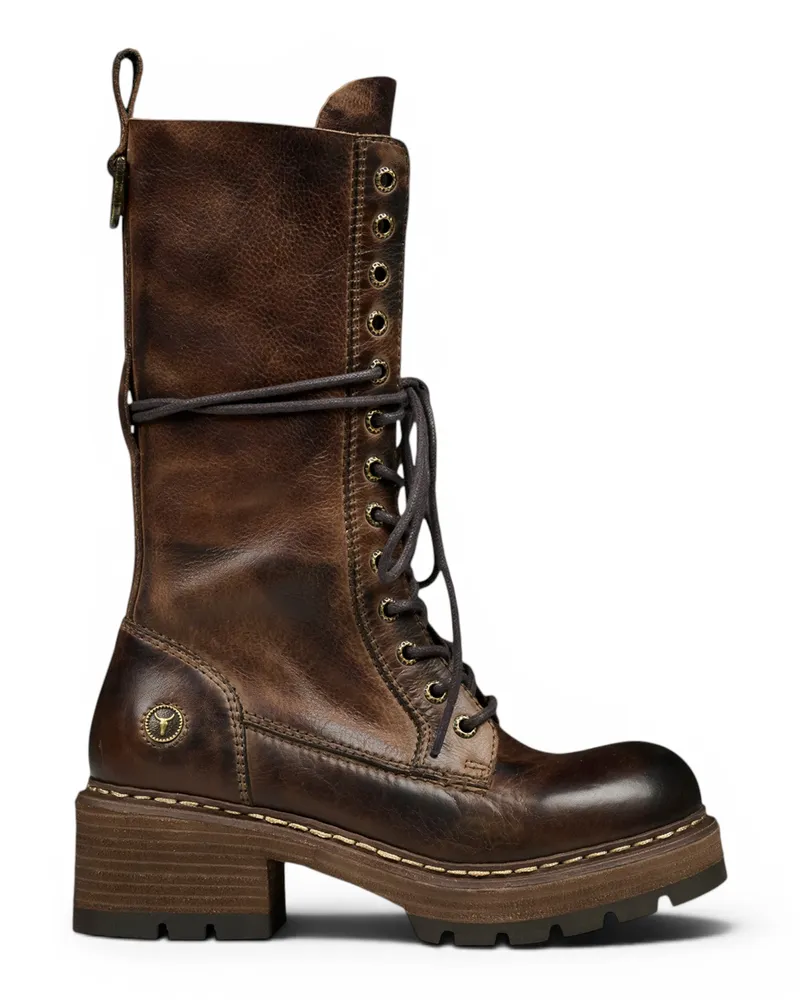 WINDSOR SMITH Windsorsmith Braune Leder-Schnürstiefel für Damen – Roam Dunkelbraun