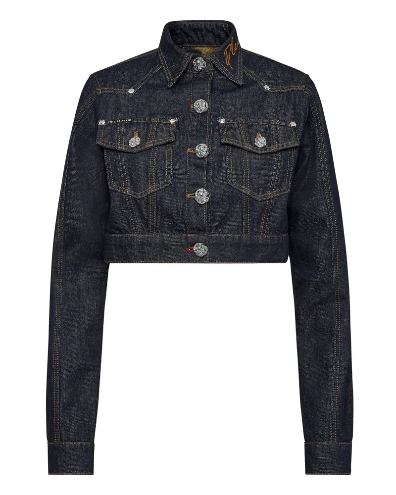 Philipp Plein Denim-Jeansjacke - Dunkelblau Dunkelblau