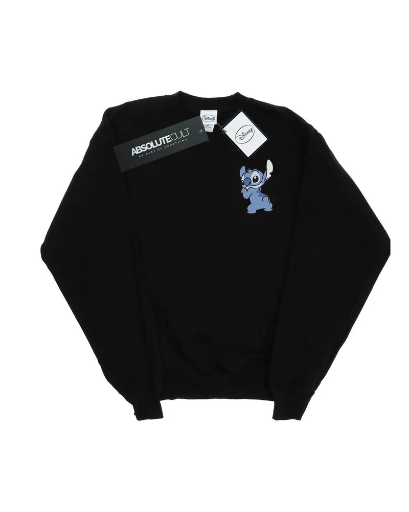 Disney Mädchen Lilo und Stitch Stitch Rückseite Brust drucken Sweatshirt (schwarz Schwarz