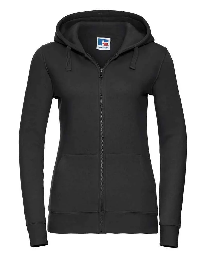 Russell Athletic Russell - "Authentic" Kapuzenpullover Durchgehender Reißverschluss für Damen (Schwarz Schwarz