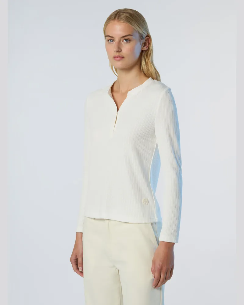 North Sails Henley-Oberteil Gerippter Jersey Elfenbein