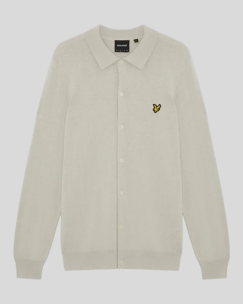Lyle & Scott Baumwoll-Merinowoll-Strickhemd Creme