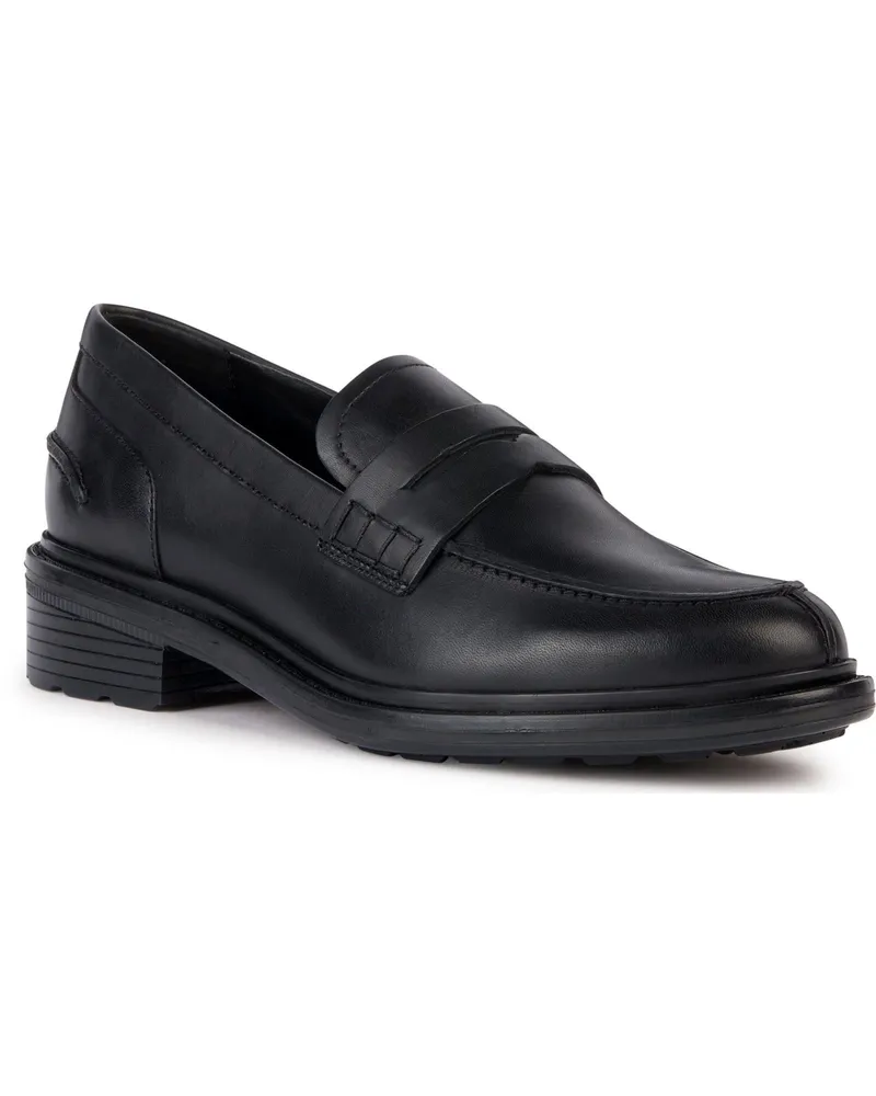 Geox D Walk Pleasure F Leder Damen schwarze Mokassinschuhe Schwarz